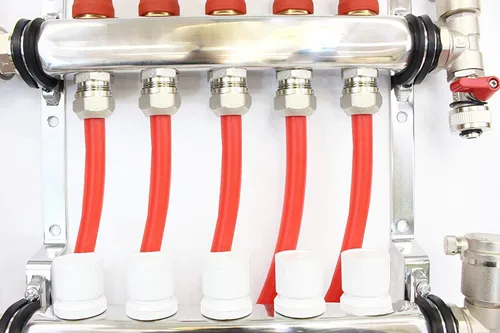 Vista 7 de PEX Colector Radiante Calefacción de Piso Set 3 Loop Sistema de Acero Inoxidable Calefacción Hidrónica Para 1/2 "Tubo de Barrera de Oxígeno