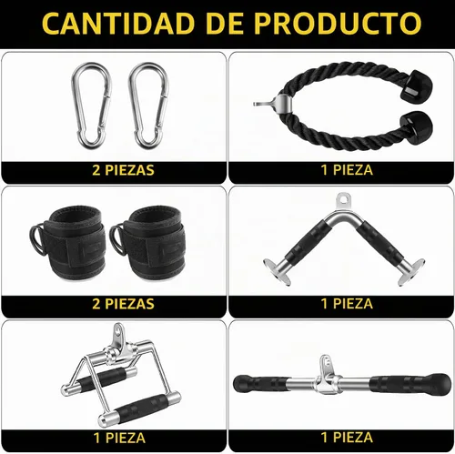 Vista 2 de Accesorio para máquina de cable, accesorios de extracción LAT, accesorios de gimnasio en casa, accesorio desplegable de tríceps