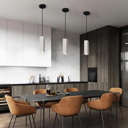 Vista 5 de Lámpara colgante lineal de hormigón, LED industrial colgante de cemento colgante para cocina, isla, comedor, dormitorio, mesita de noche, pequeñas