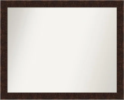 Vista 101 de Amanti Art Espejo de baño de bronce para sobre fregadero, 24 x 24 pulgadas, espejo de tocador cuadrado estrecho de bronce Manhattan, marco de madera
