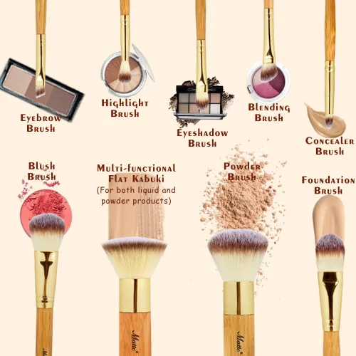 Vista 2 de Matto Juego de brochas de maquillaje de 9 piezas con bolsa de maquillaje de viaje