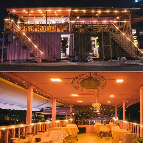 Vista 7 de Tira de luces LED que funciona con pilas, cadena de luces de hadas de 40 pies, 120 LEDs, 8 modos, para exteriores, impermeable