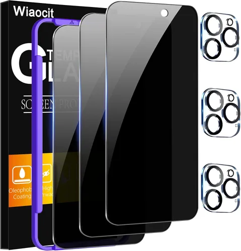 Vista 16 de Wiaocit 3 Pack Tempered Glass Screen Protector for iPhone 13 Pro with 3 Pack Camera Lens Protector, 9H Hardness, Bubble Free, Case Friendly
