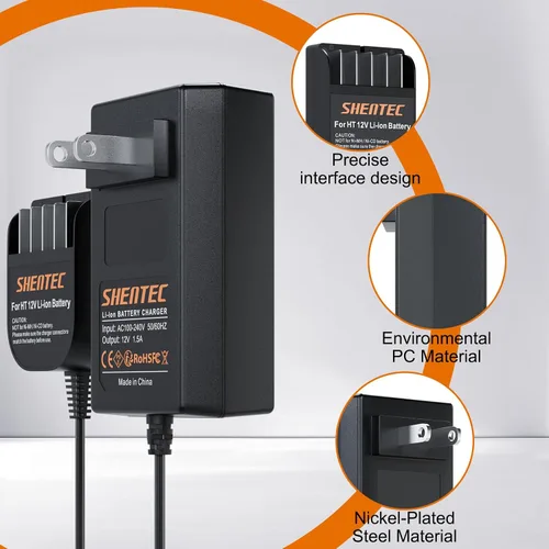 Vista 5 de Shentec 10.8V-12V Li-ion Carga de batería compatible con Hitachi BCL1015