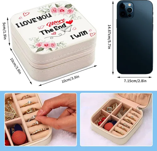 Vista 3 de Joyero, caja organizadora de joyas, cajas pequeñas de joyería, organizador de joyas, estuche de viaje de joyas, organizador de aretes con espejo