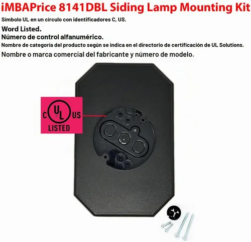 Vista 3 de iMBAPrice 8141DBL-BK - Kit de montaje lateral negro UL listado para luz exterior con caja eléctrica integrada para revestimiento doble de 4 pulgadas