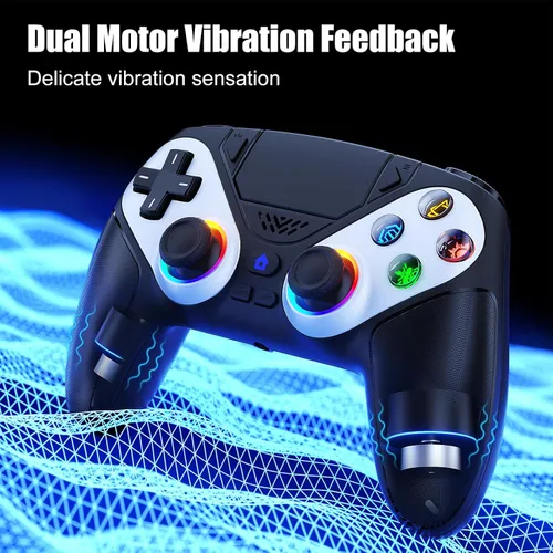 Vista 5 de Gamrombo LED Wireless Controller for PS5, Compatible with PS5 Pro/Slim/PC, Dual Vibration, Macro/Turbo Function, 3.5mm Audio Jack, 6-Axis Motion