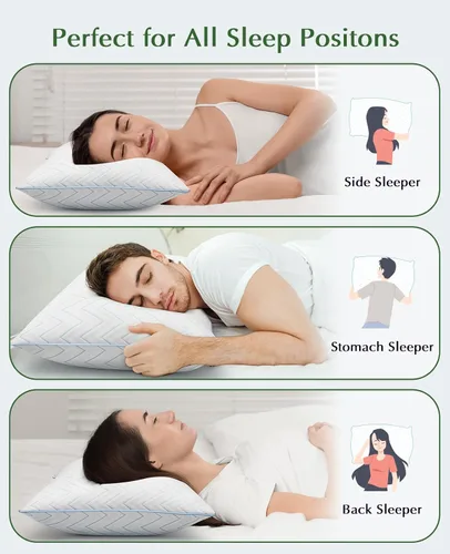 Vista 3 de DIORIS Pillows Queen Size Set of 2, Hotel Bed Pillows for Sleeping