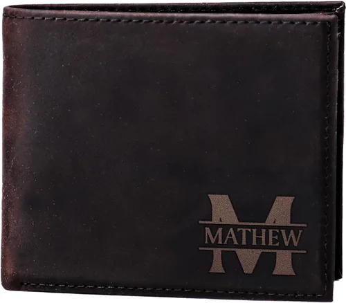 Vista 4 de Custom Gifts for Fathers Day, Custom Gifts for Men, Personalized Initials Name & Inside Text, Customizable Monogram Men Wallet, Valentine Gift for