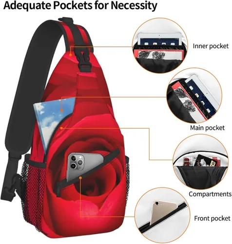 Vista 4 de Bolso bandolera bandolera para mujer y hombre bolsa de pecho de viaje casual deportes al aire libre correr senderismo Patrón 10 Mochilas Sling