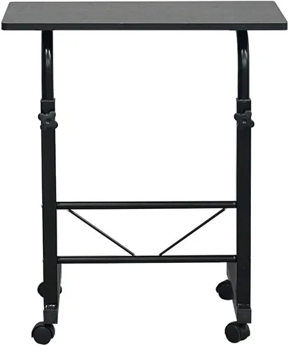 Vista 5 de SSLine Mesa de aperitivos con ruedas, escritorio elevable para computadora portátil, bandeja de TV móvil en forma de C, para sofá, silla, mesa
