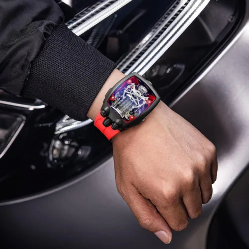 Vista 6 de FEICE Watches for Men Automatic Skeleton Watch Waterproof Mineral Glass Japanese Movement Supercar Wristwatch Anti Shock Business Tourbillon FM666