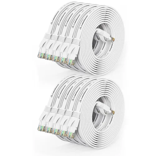 Vista 12 de Cable Ethernet Cat 6 de 1 pie (paquete de 10) (a un precio Cat5e pero mayor ancho de banda) Cables de red planos de Internet - Cable de conexión