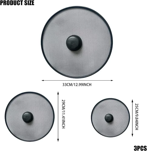 Vista 3 de Protector contra salpicaduras de cocina, pantallas de salpicaduras, 3 piezas de protección contra salpicaduras de sartén, pantalla de salpicaduras