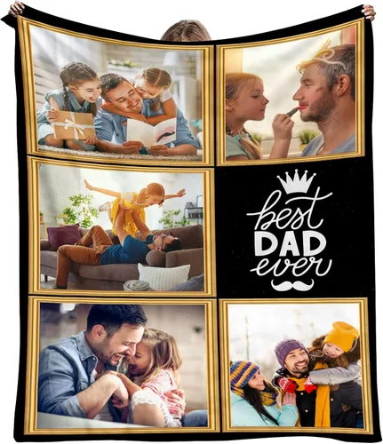Vista 6 de YESCUSTOM Manta personalizada con 10 fotos, manta familiar personalizada para mamá y papá, mantas personalizadas de collage de fotos, mantas