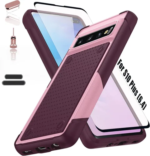 Vista 9 de Funda resistente para Samsung Galaxy S10 Plus/S10+ de 6.4 pulgadas, 4 esquinas con bolsas de aire [protección contra caídas de 12 pies], agarre