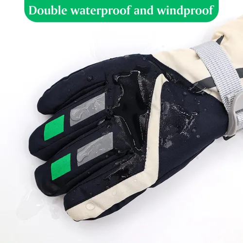 Vista 3 de HADEEONG Guantes de invierno para niños, impermeables, guantes de nieve para niños y niñas, guantes cálidos para deportes al aire libre, snowboard