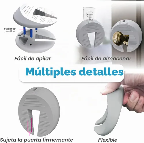 Vista 4 de Neobay Topes de puerta y protector de pellizco de puerta 2 funciones en 1, diseño resistente y fácil de almacenar, topes de puerta multifunción