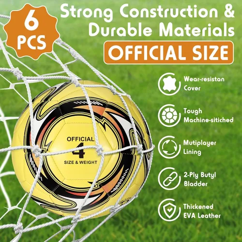 Vista 4 de 12 pelotas de fútbol para adultos, bolas de fútbol desinfladas a granel, tamaño oficial 4 5 con bombas, entrenamiento al aire libre e