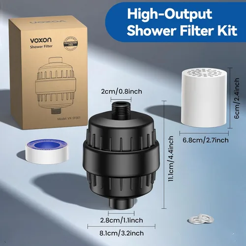 Vista 6 de VOXON Filtro de ducha de 36 etapas, revitaliza el cabello y las uñas con agua purificadora, filtro de cabezal de ducha para agua dura, 99% de plomo