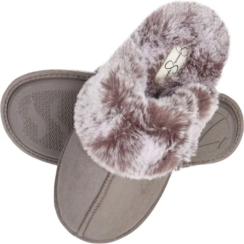 Vista 4 de Jessica Simpson - Pantuflas cómodas de piel sintética para mujer con suela antideslizante y espuma viscoelástica