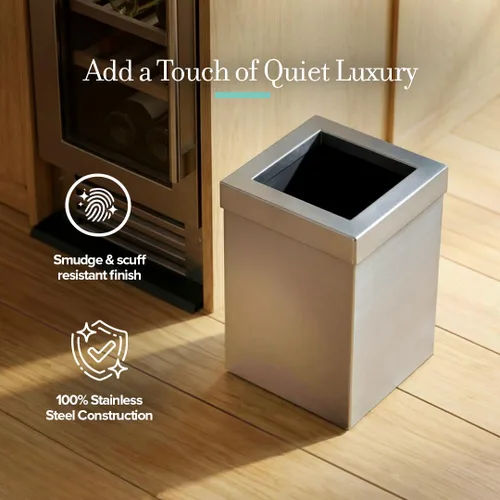 Vista 5 de Gatco 1914, Cesta de basura cuadrada moderna, níquel satinado