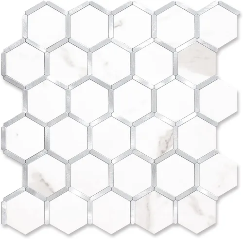 Vista 14 de STICKGOO Azulejo Hexagonal de Despegar y Pegar para Salpicadero, Azulejo Adhesivo para Salpicadero de Cocina y Baño, Aspecto de Mármol Beige PVC