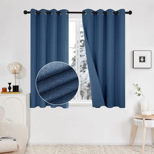 Vista 19 de Deconovo - Cortinas opacas 100% ligeras de lino sintético para dormitorio, cortinas térmicas aisladas para reducir el ruido para comedor, sala