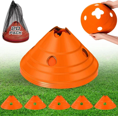 Vista 8 de Conos de disco jumbo Conos de fútbol jumbo con bolsa de malla Gran agilidad para entrenamiento de fútbol Deportes para adultos Amarillo