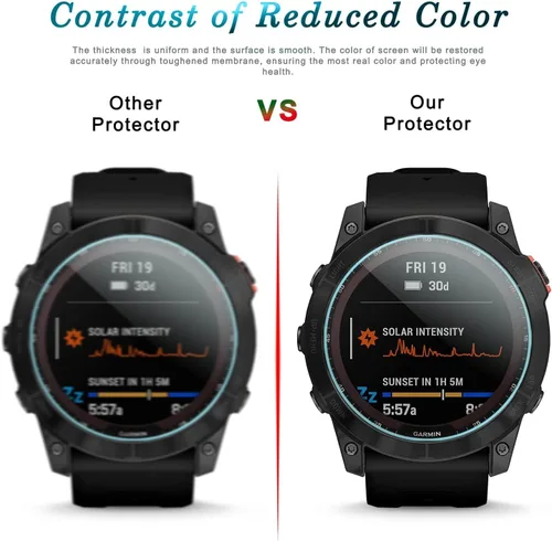 Vista 6 de Suoman Paquete de 4 protectores de pantalla para Garmin Fenix 7 de 1.850 in, [antiarañazos] 2.5D 9H dureza ultra fina vidrio templado película