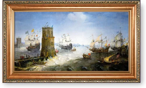 Vista 108 de A&T ARTWORK A Brisk Breeze por Willem van de velde Reproducciones de pintura de velero, impresiones en lienzo giclée para decoración del hogar, 20 x