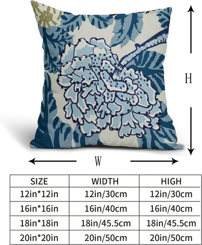 Vista 3 de Sweetshow Juego de 2 fundas de almohada florales de color azul marino de 16 x 16 pulgadas, fundas de almohada cuadradas de lino con estampado