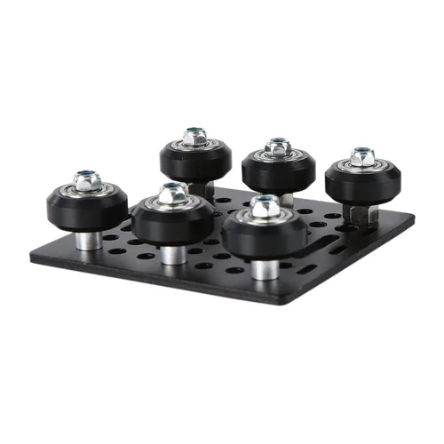 Vista 3 de 1 paquete ensamblado 2040 V Kit de placa de góndola con 6 piezas de ruedas sólidas POM Solo compatible con perfiles de extrusión de aluminio