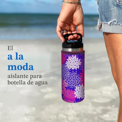 Vista 6 de Funda de neopreno para botella de agua Koverz, funda de neopreno, se ajusta a botellas de agua de 24-30 oz, lavable y reutilizable, tamaño grande