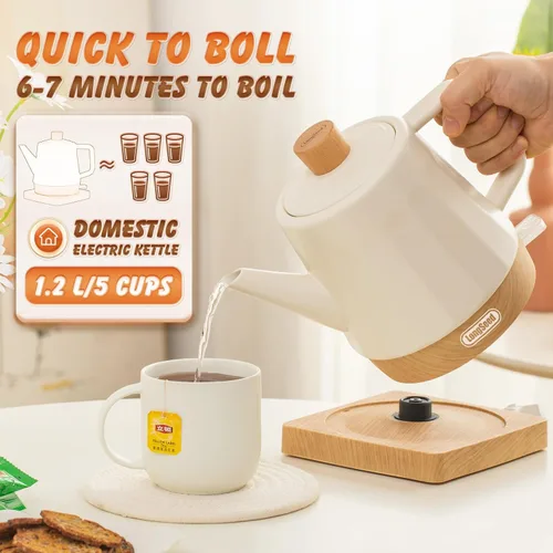 Vista 3 de Hervidor eléctrico de cerámica, caldera de té de apagado automático y olla de caldera de agua caliente para café y té, evita que hierva en seco