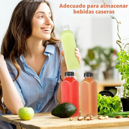 Vista 4 de 24 botellas de plástico de 16 onzas con tapas, botellas de jugo con tapas, recipientes reutilizables y claros para bebidas como leche, batidos, jugo