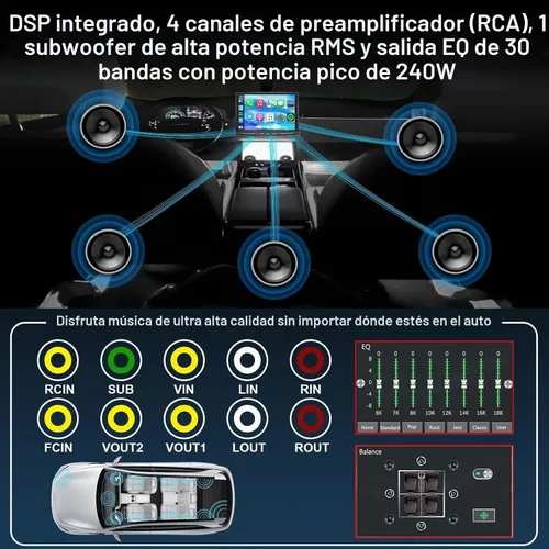 Vista 6 de Estéreo inalámbrico para automóvil de 10.1 pulgadas, desmontable y ajustable, Apple Carplay y Android Auto con pantalla táctil IPS de 1280 x 800