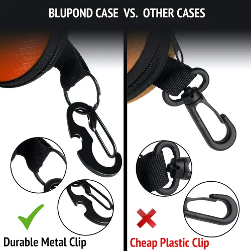 Vista 4 de BLUPOND Funda de gafas de sol semiduro de EVA con gancho de metal para colgar clip de cinturón para almacenamiento de gafas de sol