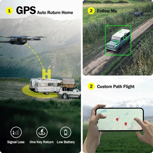 Vista 4 de Dron GPS con cámara EIS 4K de 4.5" LCD en el controlador, drones FPV con modo Al Track&Orbit con profesional con retorno automático y seguimiento