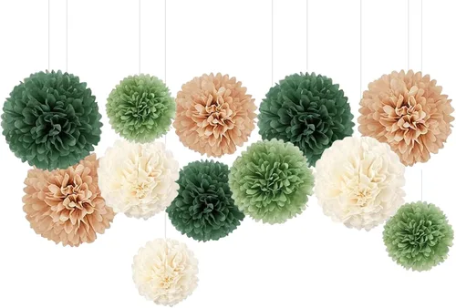 Vista 15 de Capesaro Pompones de Papel Dorado y Negro - 10", 12" Decoraciones de Papel Tisú para Decoración Colgante de Fiestas - Juego de 12 Piezas
