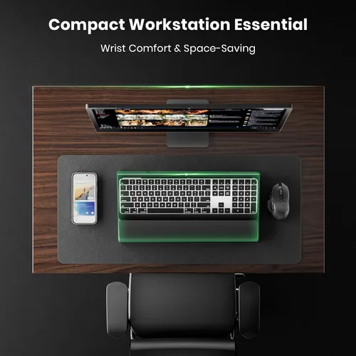 Vista 8 de Klearlook - Soporte compacto para teclado con reposamuñecas de silicona y ajuste de altura de 3 niveles, acrílico de 16.85 x 5.5 pulgadas, elevador