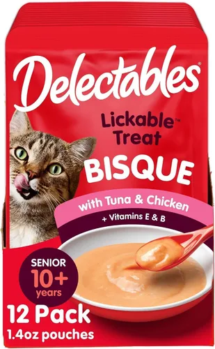 Vista 13 de Comida para gatos Delectables Bisque Lickable Treat, paquete de 12
