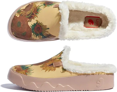 Vista 4 de UIN Mocasines para mujer, cómodos y modernos, pintados con arte artístico, puntera ancha, informales, para el hogar, mocasines sin cordones