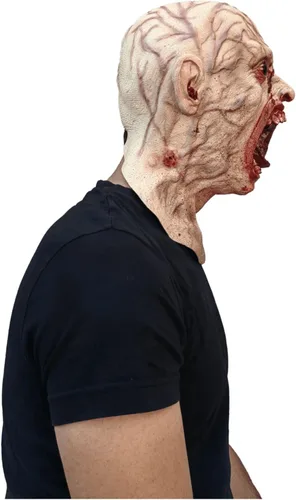 Vista 2 de Ghoulish Productions Máscara de zombi infectado, sangrienta y realista, perfecta para Halloween y fiestas de disfraces