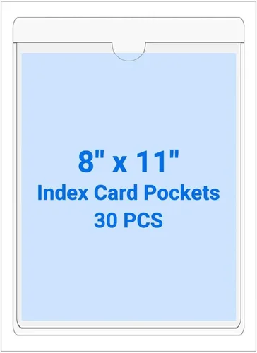 Vista 178 de 30 PCS Clear Self Adhesive Plastic Label Pockets, Top Loading Business & Library Index Card Holders, Peel and Stick Sleeves for Storage Bins, Totes