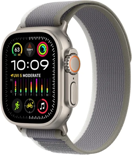 Vista 7 de Apple Watch Ultra 2 [GPS + Celular 49mm] Smartwatch con caja de titanio resistente y correa Blue/Black Trail Loop S/M. Rastreador de fitness