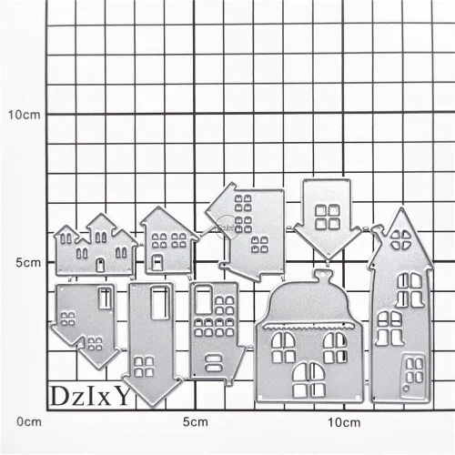 Vista 3 de DzIxY Casas Troqueles de corte de metal para kit de fabricación de tarjetas, troquelados de papel en relieve, plantillas de máquina de álbumes