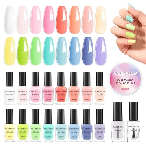 Vista 21 de Capa base y capa superior, esmalte de uñas regular transparente, rico en calcio VE secado rápido al aire fortalecimiento de uñas, sin gel, 2 piezas