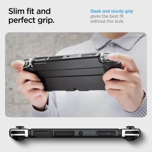 Vista 6 de Spigen Thin Fit Designed for Nintendo Switch OLED Model 7 Inch and Joy-Con Controller Dockable Case with Kickstand Protective Case - Black