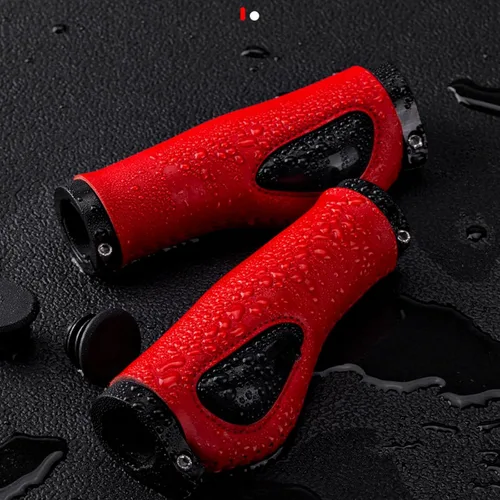 Vista 3 de Empuñaduras de bicicleta antideslizantes de silicona cómodas empuñaduras de mano de cuero con manillar Juego de campanas de anillo de bicicleta